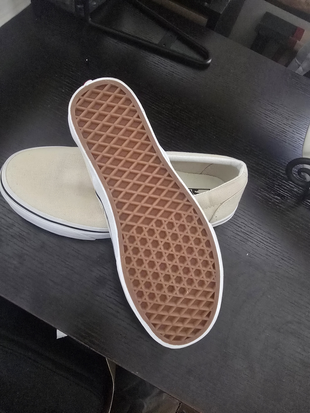 Vans Beige Slip-On Canvas Shoes - Like New (W8/M6.5) - Picture 6 of 8
